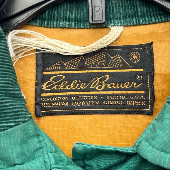 Vintage Eddie Bauer Goose Down Green Snap Button Puffer Coat Jacket - Picture 11 of 12